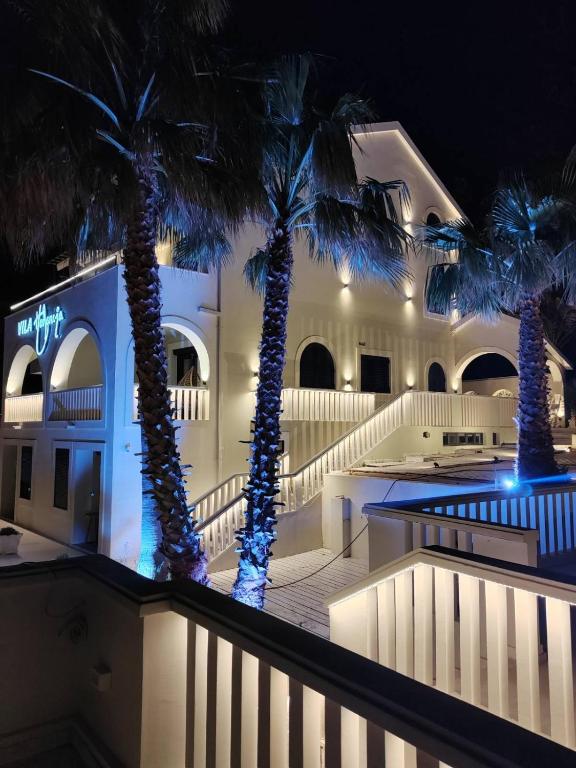 赫尔采格诺维Hotel Vila Hedonija的一栋建筑前有棕榈树的酒店