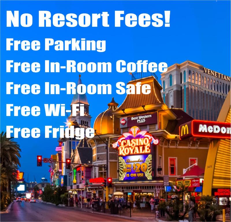 拉斯维加斯Best Western Plus Casino Royale - Center Strip的一张城市的照片,没有度假费,在客房内免费停车