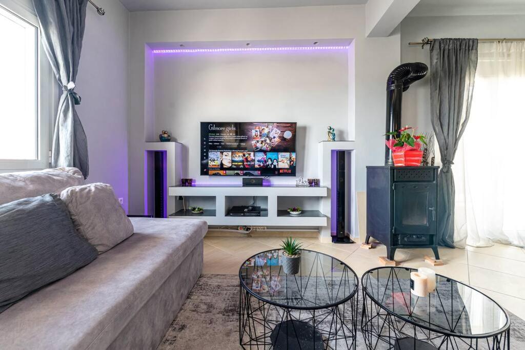 海若克利欧MegaLuxe Apartment的带沙发和电视的客厅