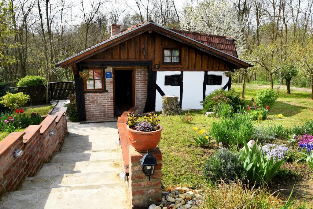 Novigrad PodravskiKuća za odmor Kristina的一座小房子,前面有一个花园
