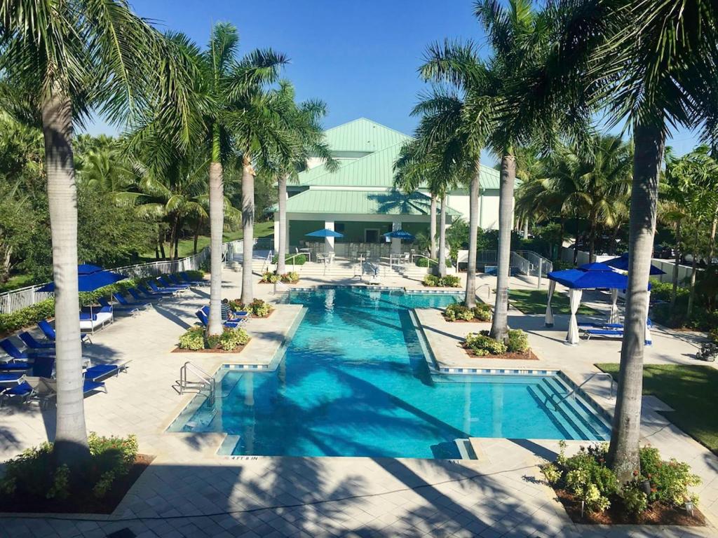 迈阿密Apartment Provident Doral at The Blue-8 by Interhome的享有棕榈树游泳池的顶部景致