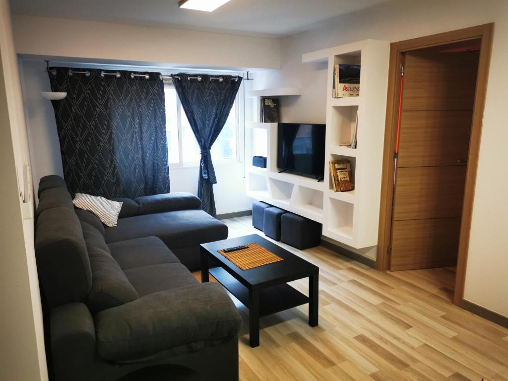 希洪Apartamento GIJON LOS CAMPOS的带沙发和电视的客厅