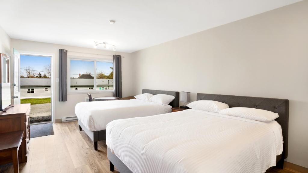 卢嫩堡侯姆珀特汽车旅馆的带2扇窗户的客房内的2张床