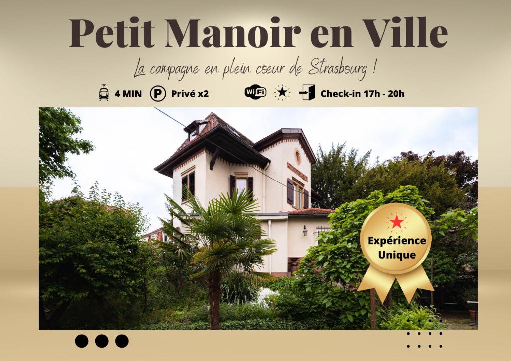 斯特拉斯堡Petit Manoir en Ville - Golden Tree - Parking privé的一张房子的图片,上面有标志