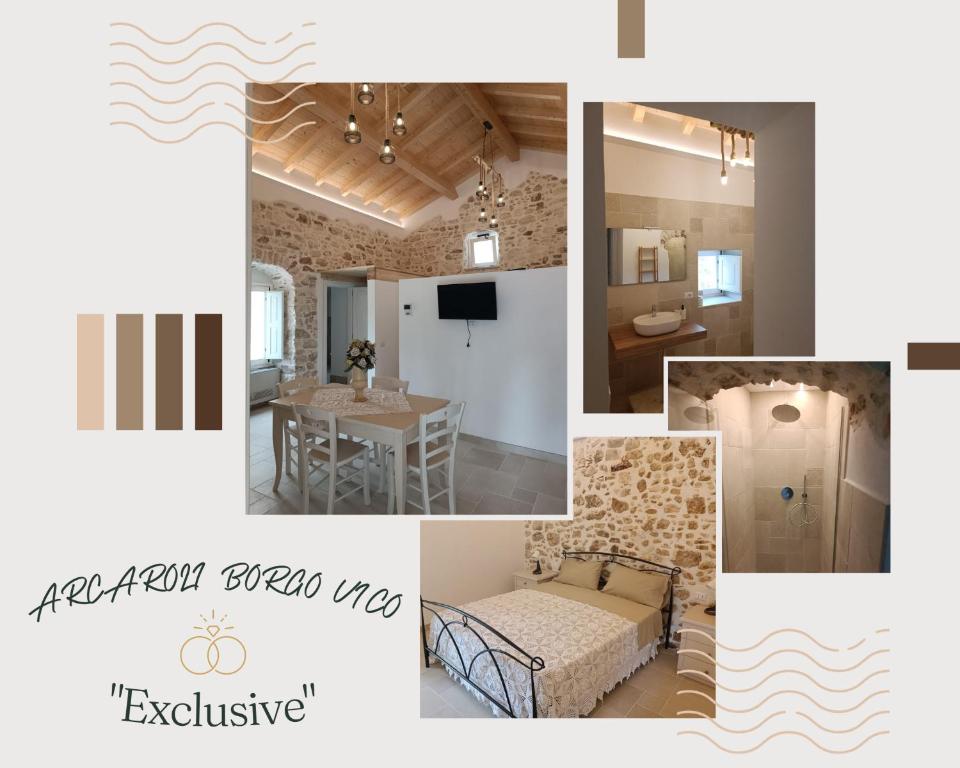 维科德尔加尔加诺Arcaroli Borgo Vico "Exclusive"的客厅和卧室的照片拼合在一起