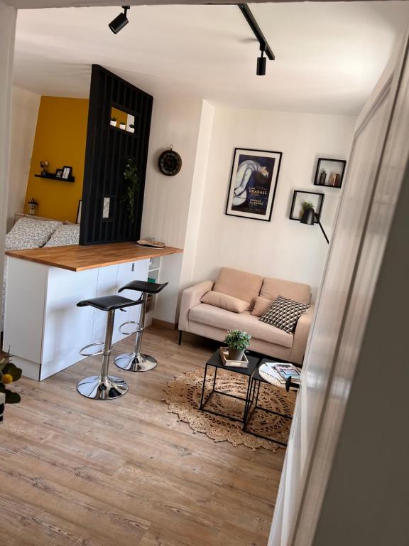 里尔Le Jean Bart - Lille的客厅配有沙发和桌子