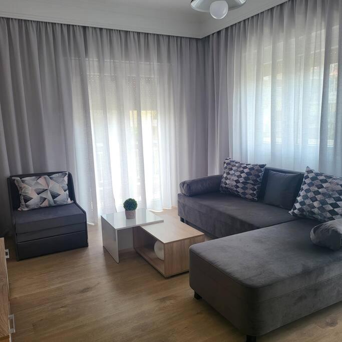 韦里亚Μοντέρνο διαμέρισμα στη Βέροια (LIBERTY)的客厅配有沙发和桌子