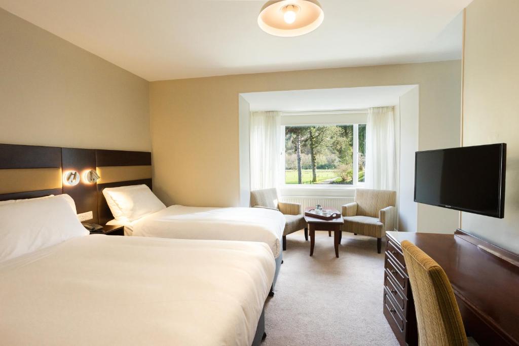 拉腊格兰达洛弗酒店的酒店客房设有两张床和一台平面电视。