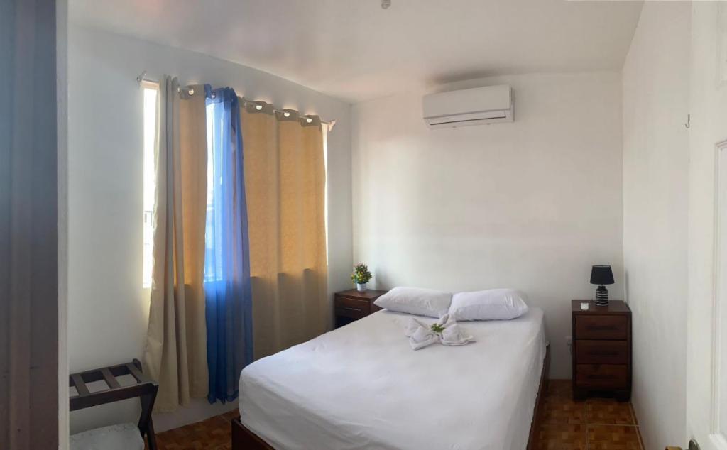 福尔图纳coati del arenal posada的卧室配有白色的床和窗户。