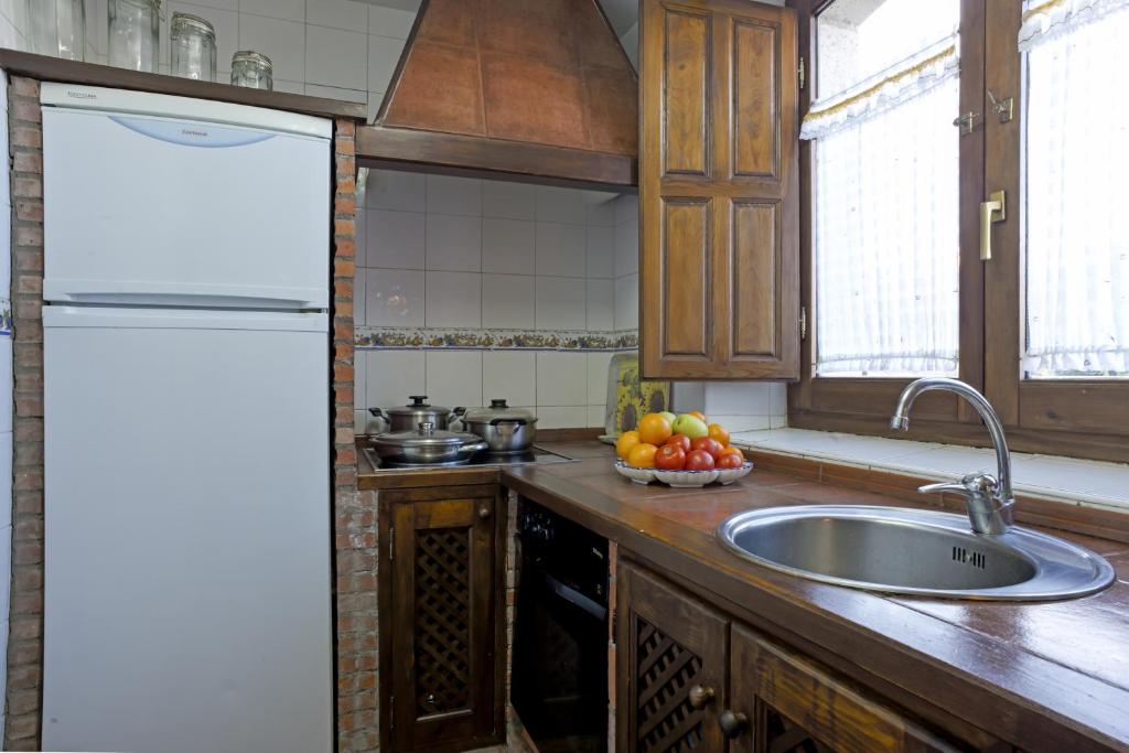 PeñacobaCasa Rural Martínez的厨房配有水槽和冰箱