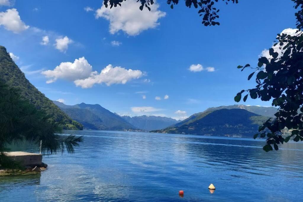 佩拉La terrazza sul lago的享有以山脉为背景的湖泊美景