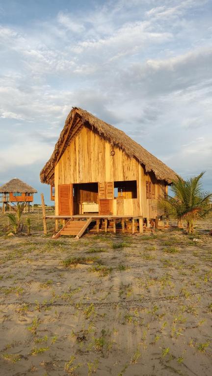 图托亚Pousada Amor Do Arpoador的茅草屋顶的木屋