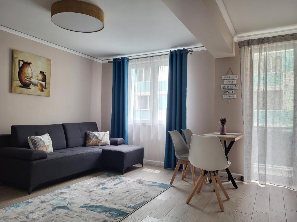 克卢日-纳波卡Pandora Central Apartment的客厅配有沙发和桌子