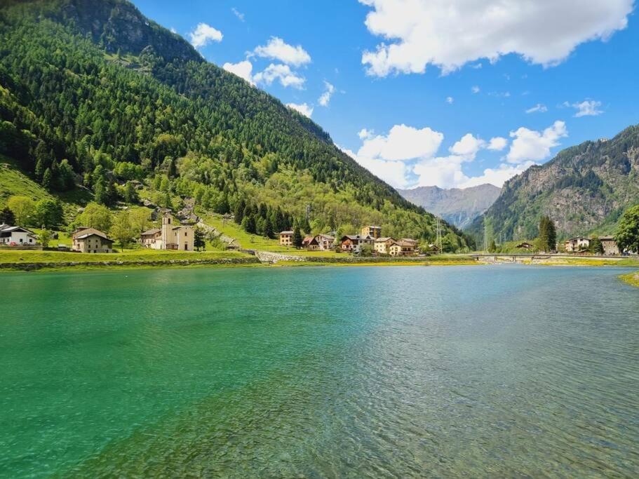 坎波多尔奇诺Appartamento sul Liro的享有以山脉为背景的湖泊美景