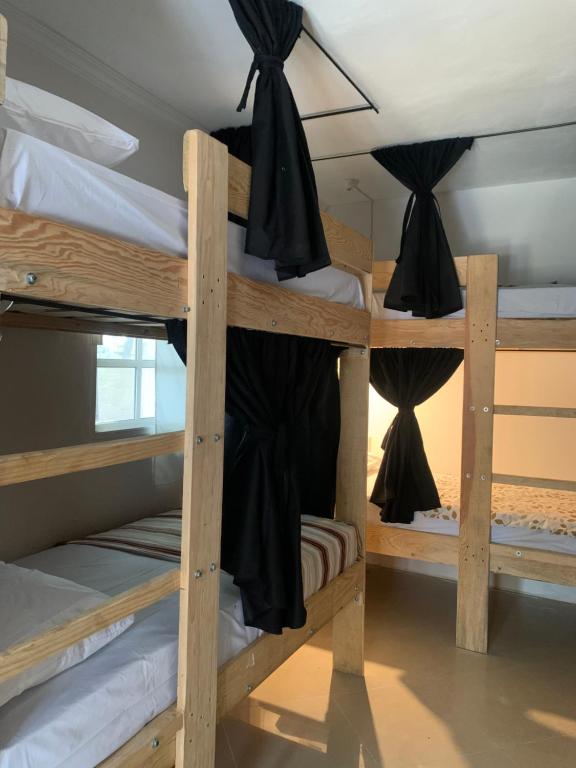 奥尔沃克斯岛Kin Hostal and Camping的客房内的一组双层床