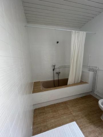 维戈里尔旅馆的带浴缸和卫生间的浴室。
