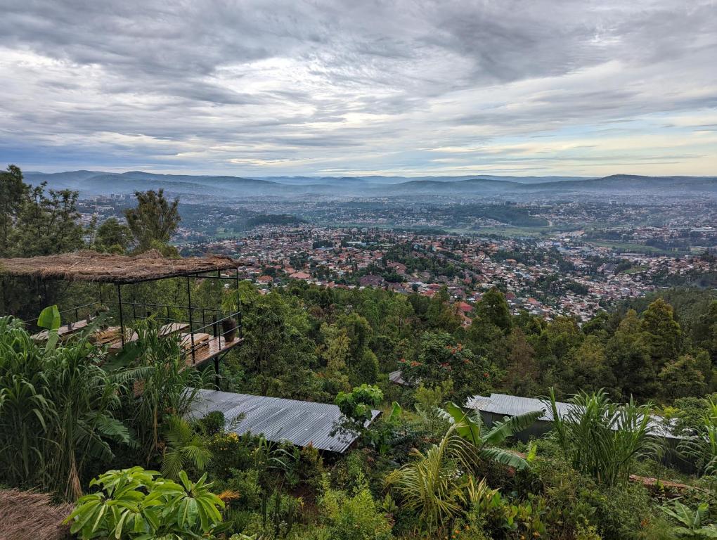 基加利Eagle View Lodge - Kigali的从山顶上可欣赏到城市美景