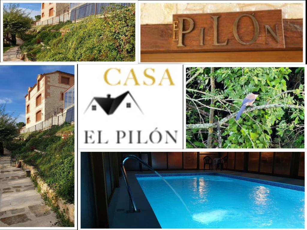 托雷瓦尔德圣佩德CASA RURAL EL PILON的一张照片与游泳池和一座建筑相拼合