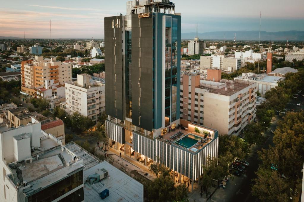 圣胡安Del Bono Central Hotel的城市高楼高空景观