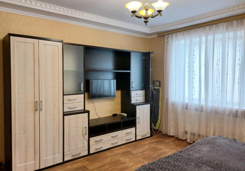 克洛佩夫尼茨基Апартаменты, 2 комн. 6 мест的一间卧室设有带电视的大型娱乐中心