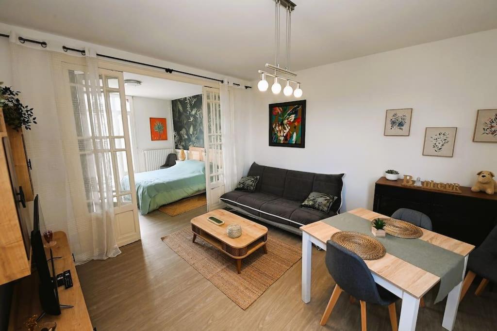 巴涅尔德比戈尔Appartement 2 à 4 pers cosy à proximité du centre的客厅配有沙发和桌子