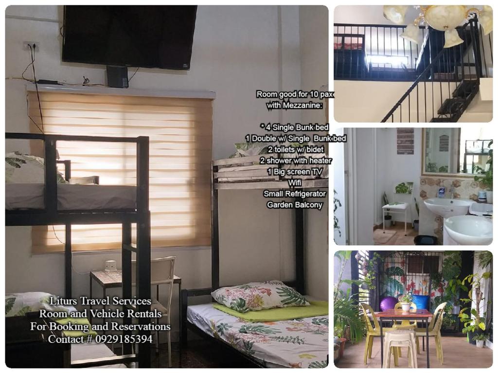 巴科洛德Liturs Travel Services / Homestay / Rent a Car的一张带双层床的房间的照片拼贴