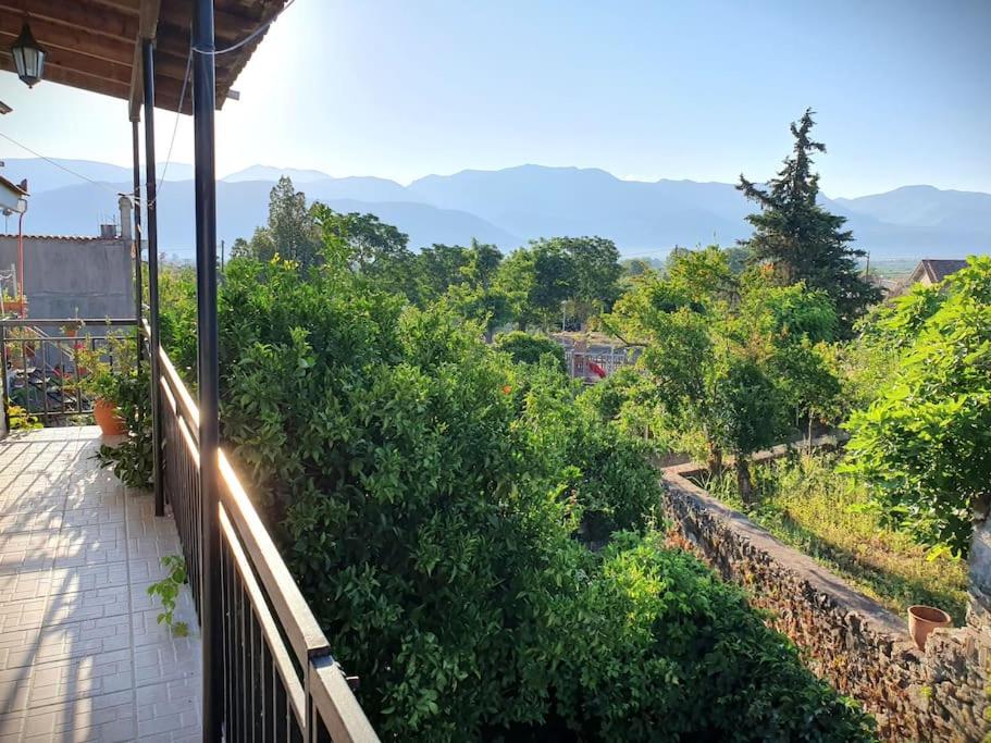 ValíraPerfect Central Base for Exploring Messinian Region - Village House的以及享有树木和山脉景致的阳台。