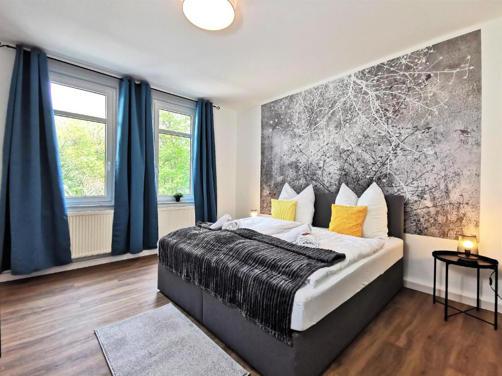 BohnApartments Deluxe-Zechen-House-Family - 2 Balkone - gratis Parkplätze - WLAN客房内的一张或多张床位