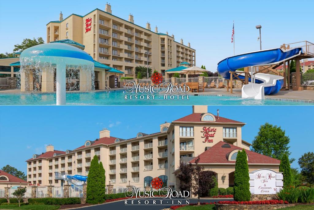 鸽子谷Music Road Resort Hotel and Inn的一个带滑梯和水上公园的酒店