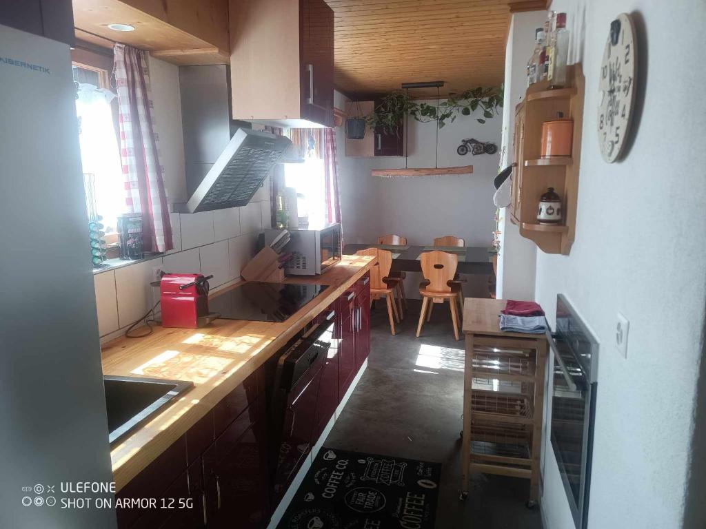 克洛斯特斯瑟纽斯Haldi Apartment的厨房配有水槽和台面
