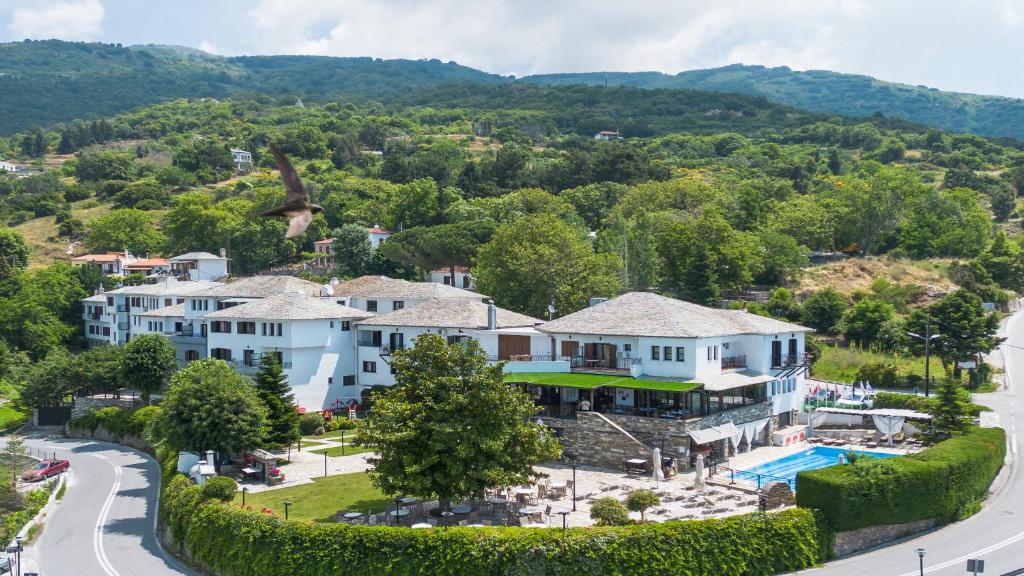 波尔塔里亚波尔塔里亚酒店的享有带游泳池的房屋的空中景致