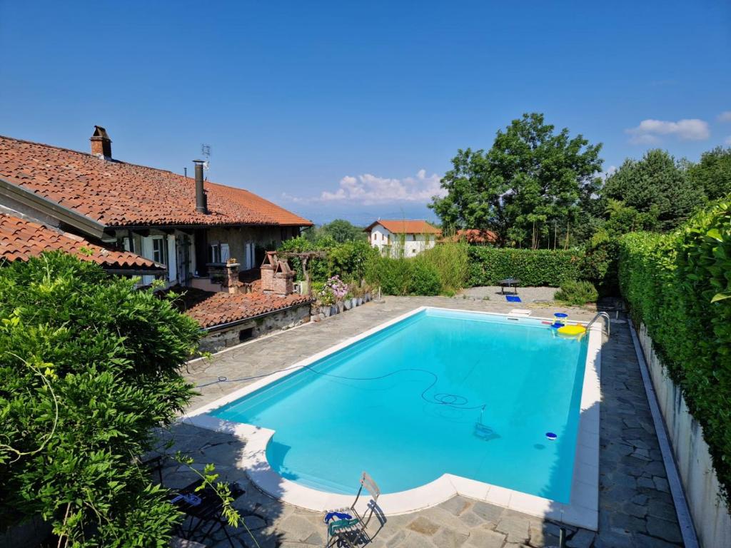 维韦罗内Cascina gnocca VIVERONE avventura的一座房子后院的游泳池