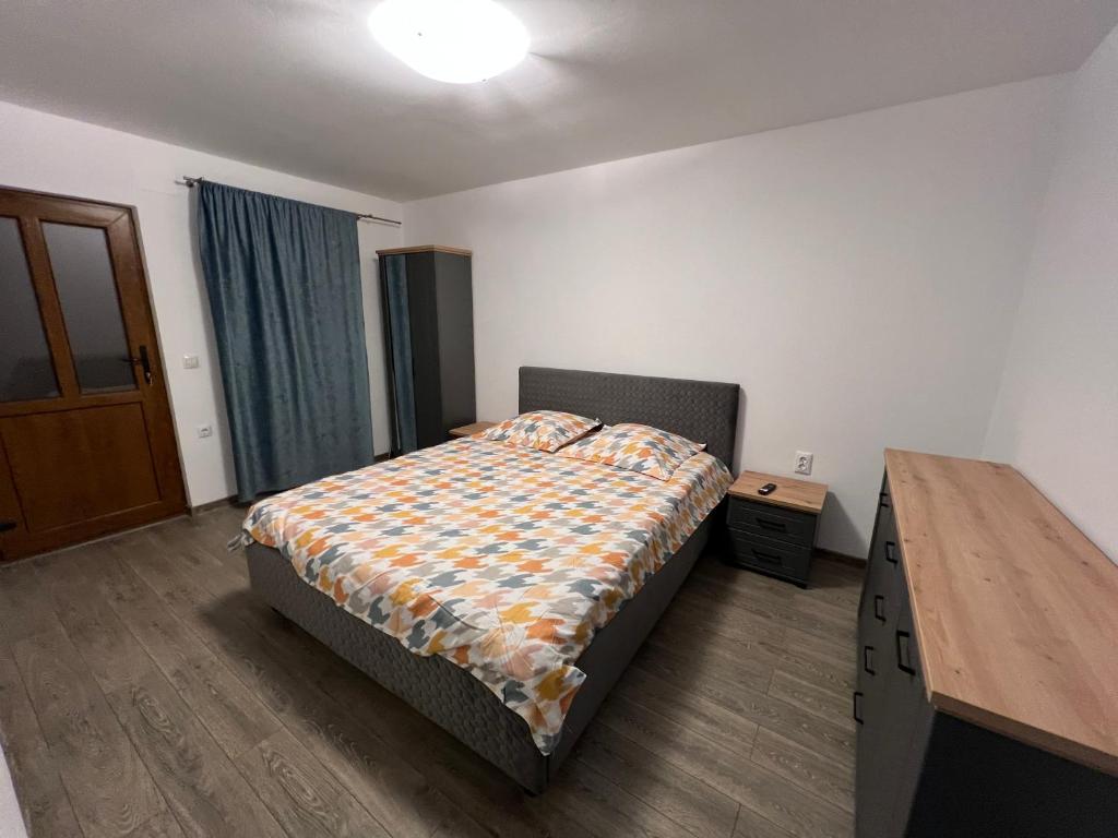克尔茨什瓦拉乡CASA ANDREI的一间卧室配有一张带梳妆台和书桌的床。