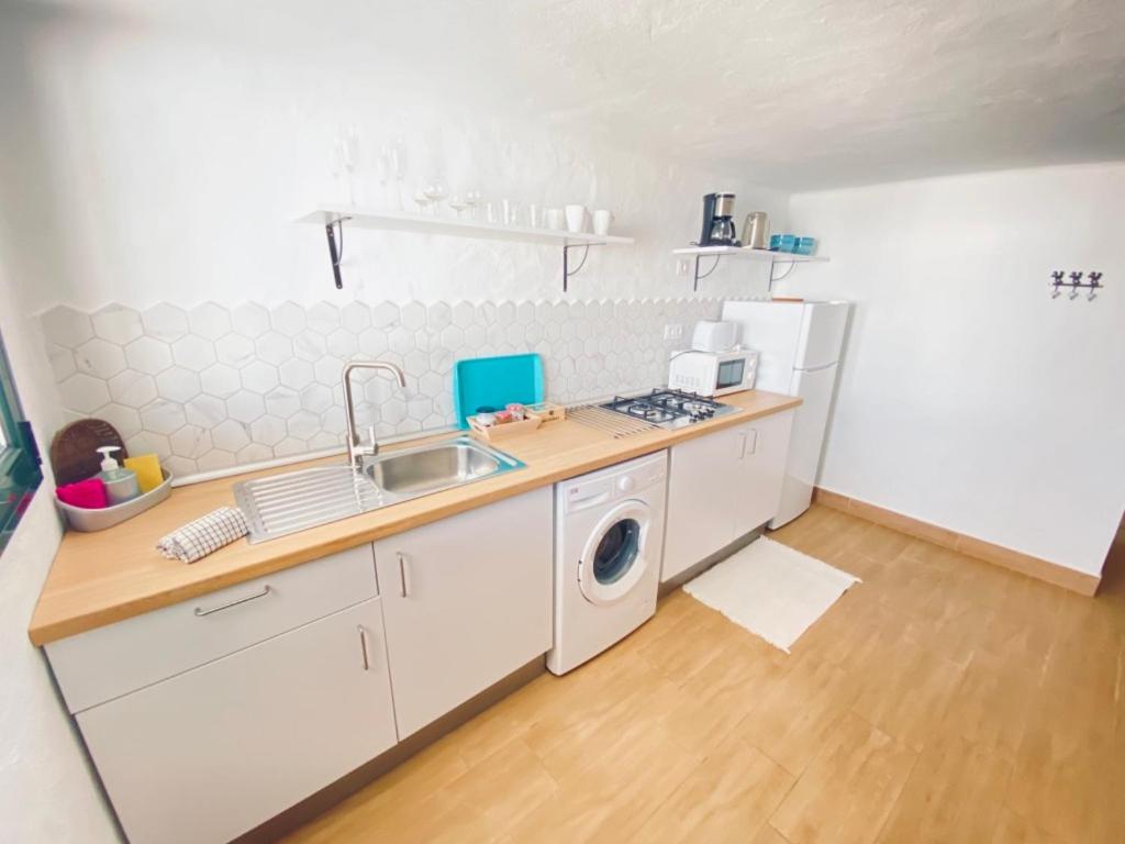 亚伊萨Casa Gercko 2的厨房配有水槽和洗衣机