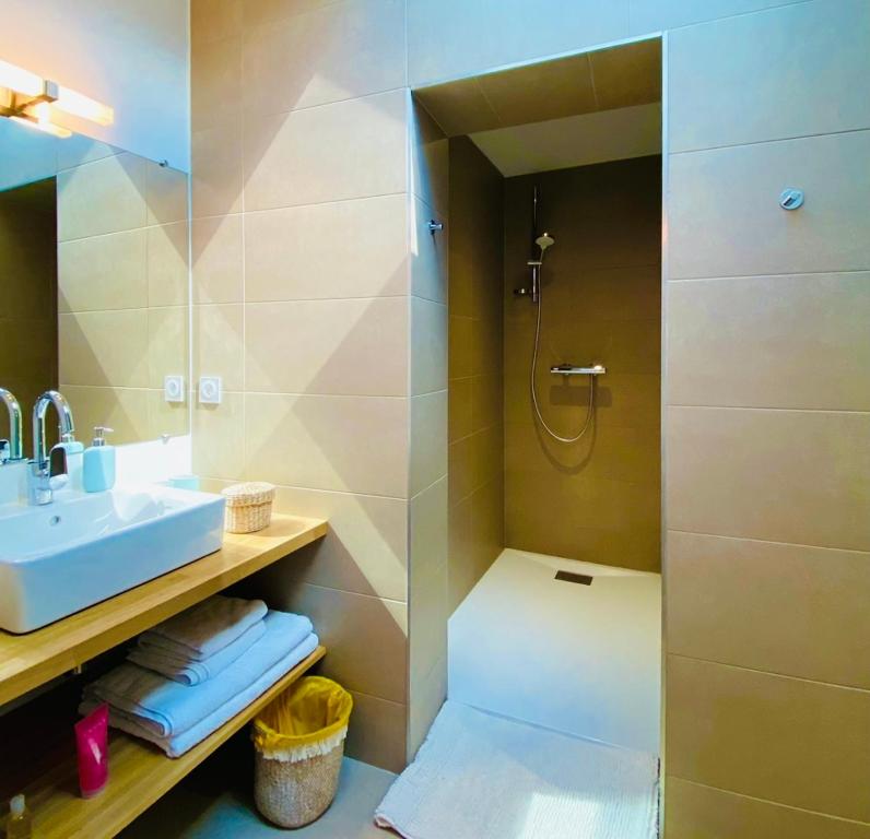 博讷La Dormance的带淋浴、水槽和淋浴的浴室