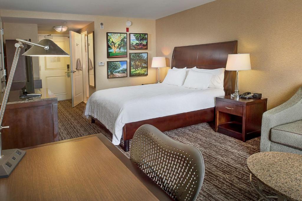 伯克利圣路易斯机场希尔顿花园酒店的酒店客房设有床和客厅。