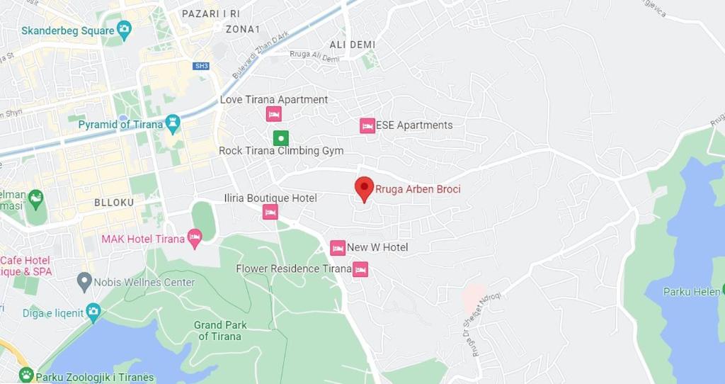 地拉那Memory Tirana Apartments的城市地图的贴近