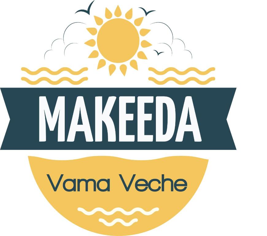 旧瓦马Makeeda Camping的两个带太阳的横幅和文字的纹章