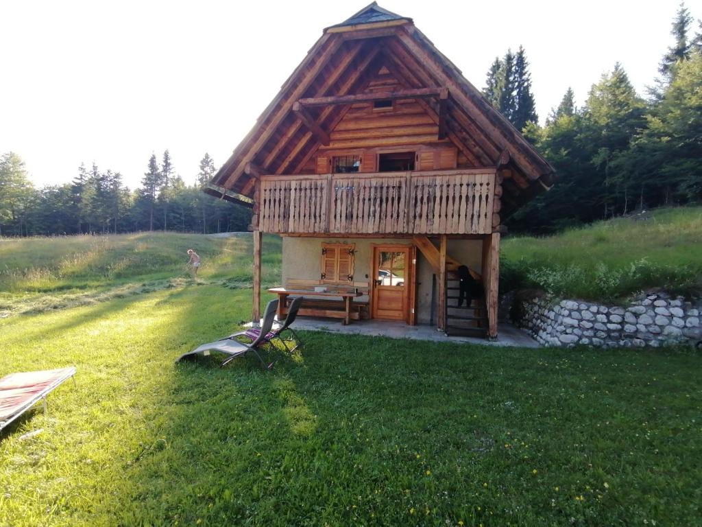 佐尔尼耶戈迪Apartment in Chalet Goldilocks的田野中间的小木屋