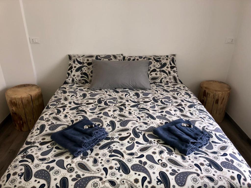 莫利纳迪莱德罗CasaTati的床上有两条蓝色的毛巾