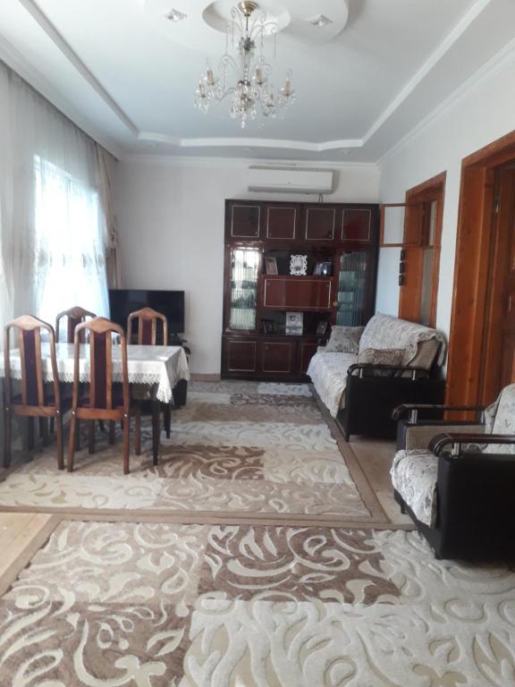 甘贾Apartment at Narimanov 151的客厅配有桌子和沙发