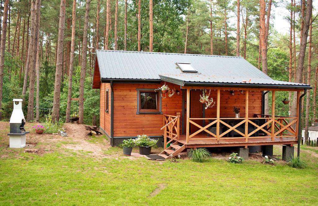 HartowiecLubkowa chata的森林中间的小木屋