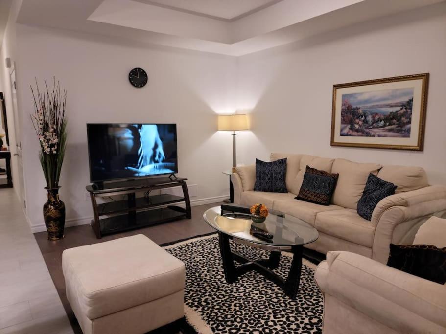 伦敦Deluxe 3 Bedroom near Hyde Park mall & Western Uni的带沙发和电视的客厅
