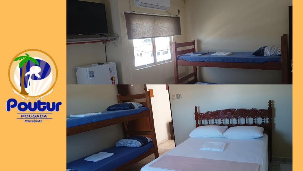 马塞约波尔图尔旅馆的两张带两张双层床的客房的照片