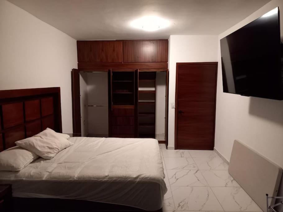 特皮克apartamento a 15 mins del centro的一间卧室配有一张床和一台电视