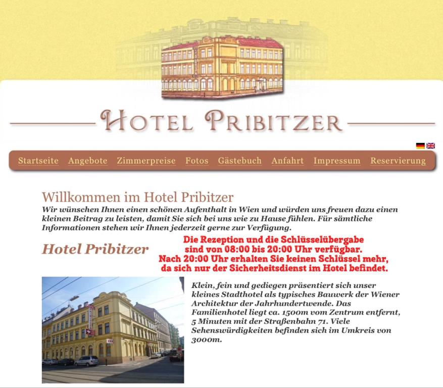 维也纳普瑞博特酒店的一家酒店出版商的网站,上面有一栋建筑的照片