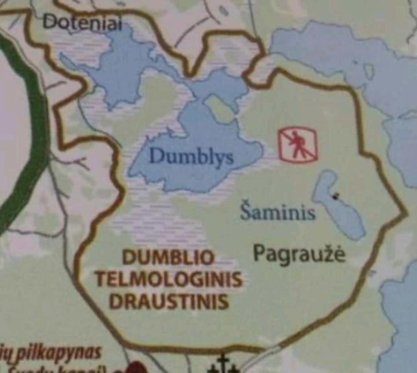 莫雷泰Poilsis Dumblio telmologiniame draustinyje的地图的结束