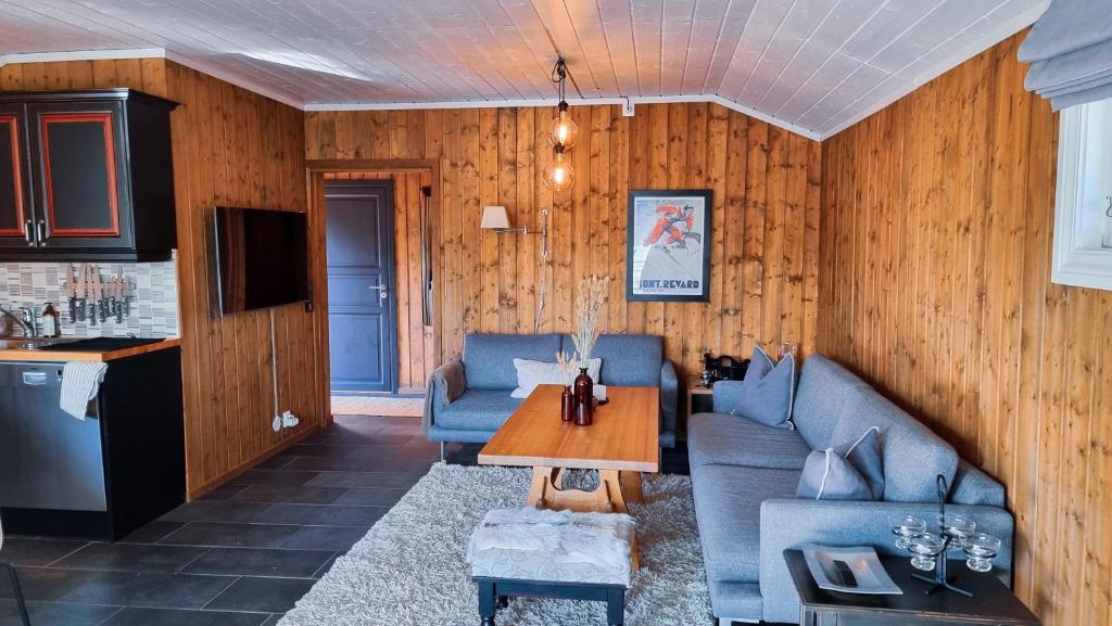 耶卢Skurdalsvegen 37L的客厅配有沙发和桌子