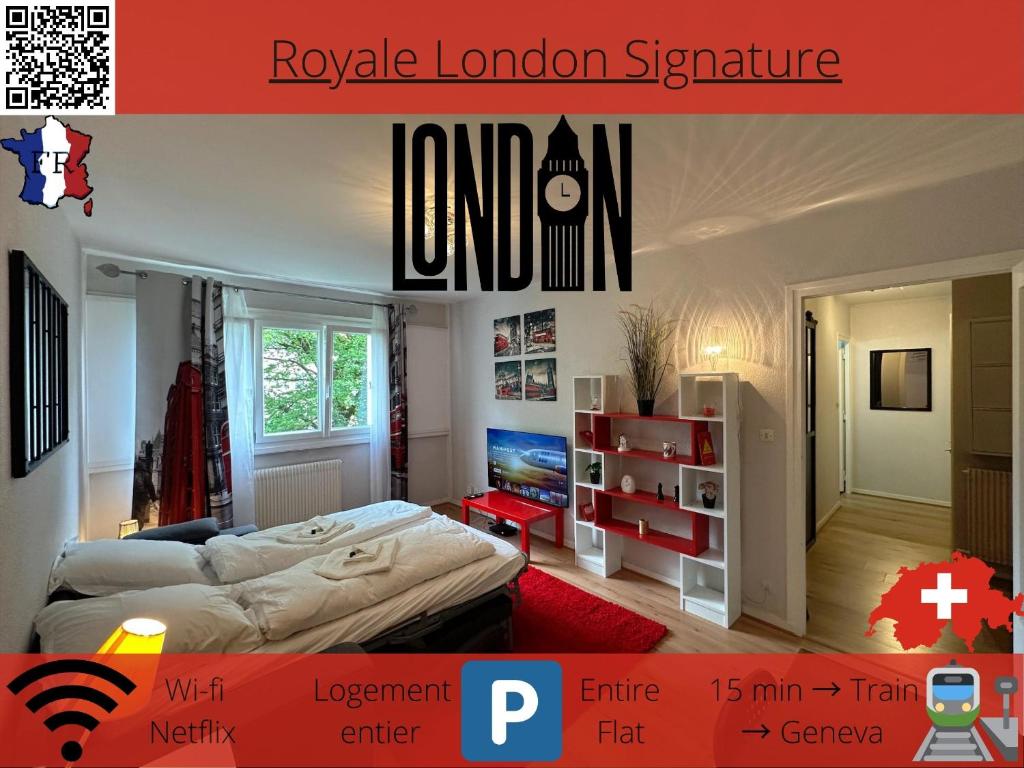 安纳马斯Royale London Signature * * * * *的一间带大床的卧室和一间带