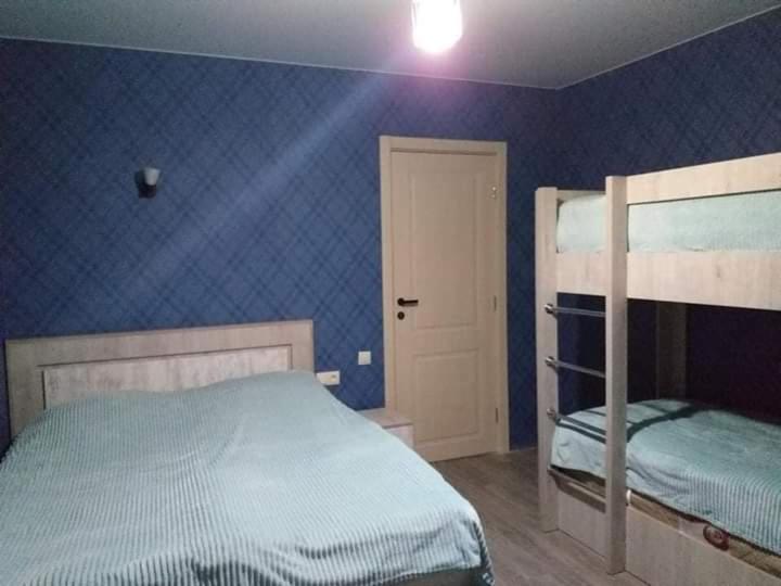 巴库里阿尼Дом гарах的一间卧室配有一张床和一张双层床。
